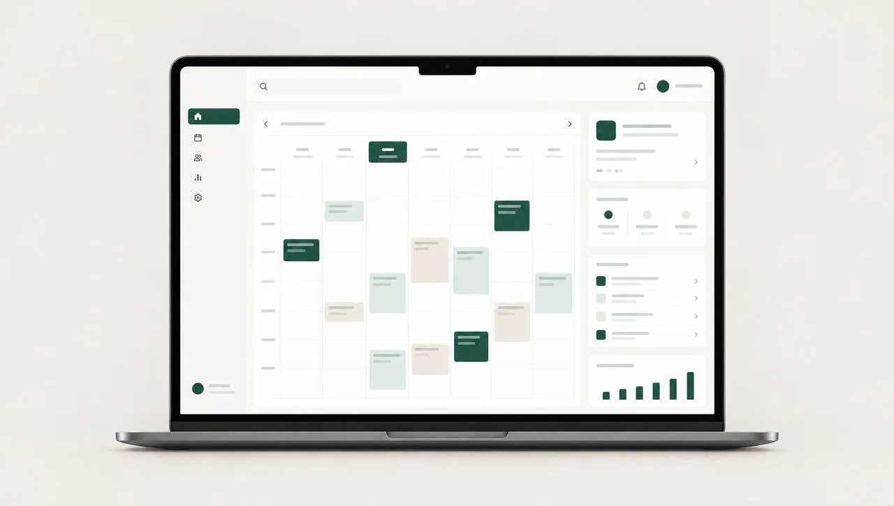 Scheduling dashboard shown on a laptop