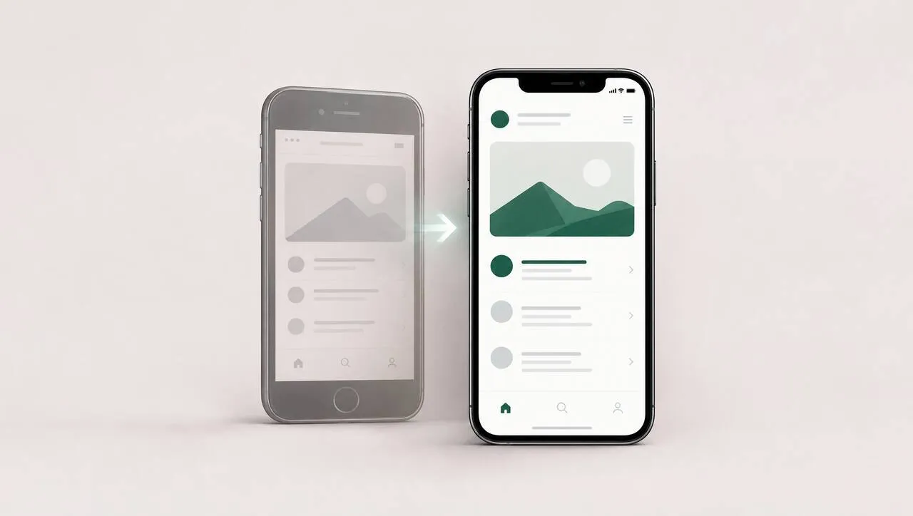 Legacy and modern app side by side on two phones
